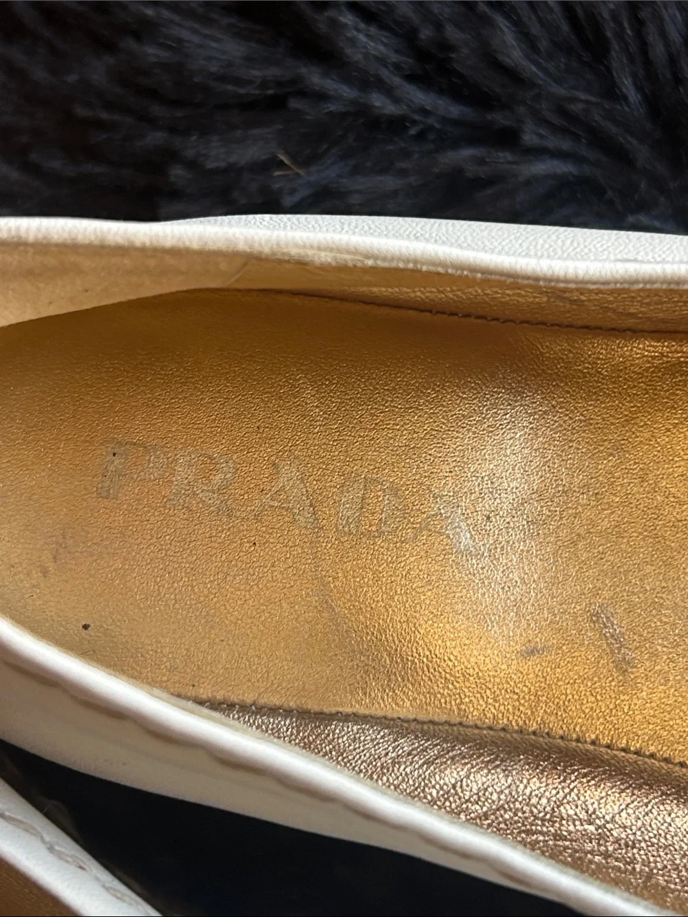 Prada white leather peep-toe platform espadrilles retail $710-$850